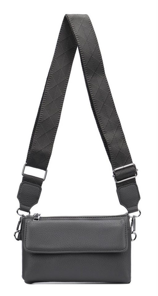 ITALYSHOP24 Geldbörse Damen Umhängetasche CrossBody Brieftasche Geldbörse Handytasche Reise (Tasche mit einem breitem Muster Stoffgurt/Umhängeband), Bodybag Cross Bag Schmucktasche Brieftasche Clutch Abendtasche von ITALYSHOP24