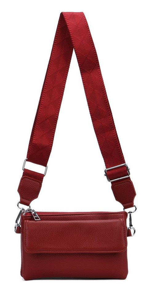 ITALYSHOP24 Geldbörse Damen Umhängetasche CrossBody Brieftasche Geldbörse Handytasche Reise (Tasche mit einem breitem Muster Stoffgurt/Umhängeband), Bodybag Cross Bag Schmucktasche Brieftasche Clutch Abendtasche von ITALYSHOP24