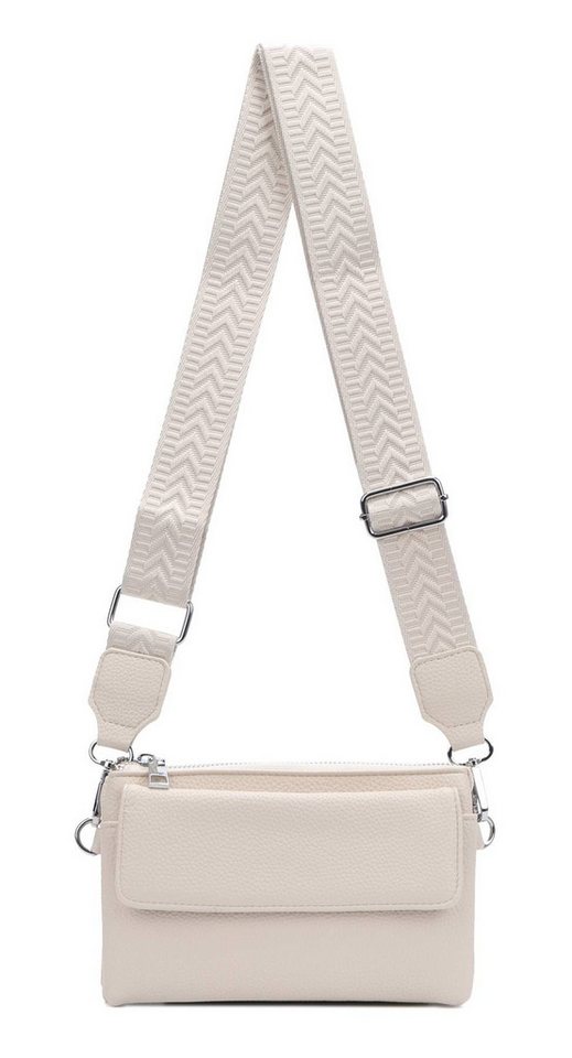 ITALYSHOP24 Geldbörse Damen Umhängetasche CrossBody Brieftasche Geldbörse Handytasche Reise (Tasche mit einem breitem Muster Stoffgurt/Umhängeband), Bodybag Cross Bag Schmucktasche Brieftasche Clutch Abendtasche von ITALYSHOP24