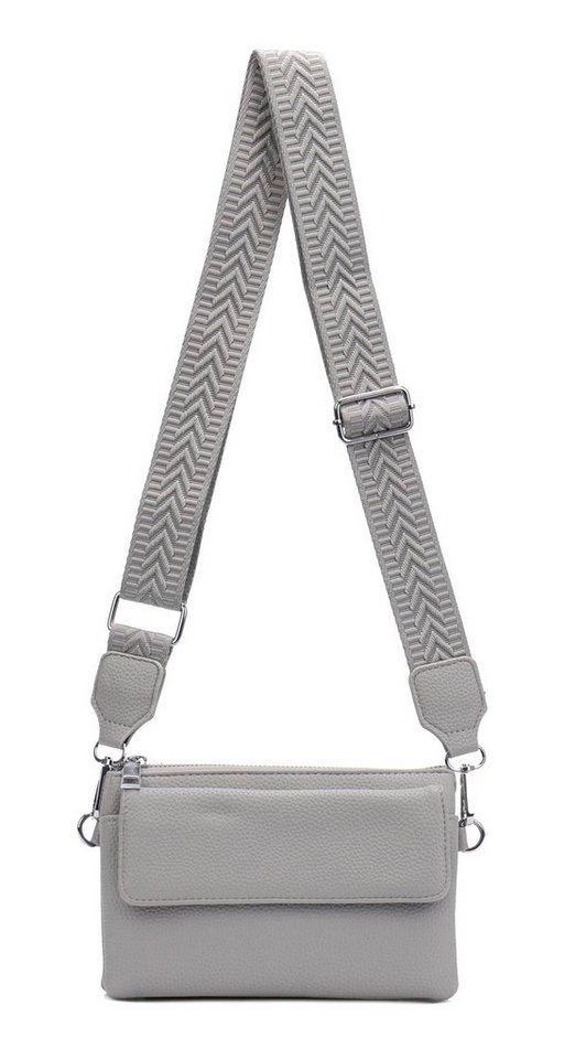 ITALYSHOP24 Geldbörse Damen Umhängetasche CrossBody Brieftasche Geldbörse Handytasche Reise (Tasche mit einem breitem Muster Stoffgurt/Umhängeband), Bodybag Cross Bag Schmucktasche Brieftasche Clutch Abendtasche von ITALYSHOP24