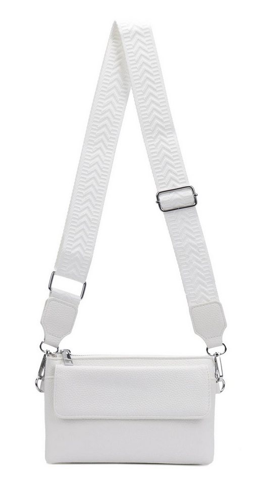 ITALYSHOP24 Geldbörse Damen Umhängetasche CrossBody Brieftasche Geldbörse Handytasche Reise (Tasche mit einem breitem Muster Stoffgurt/Umhängeband), Bodybag Cross Bag Schmucktasche Brieftasche Clutch Abendtasche von ITALYSHOP24