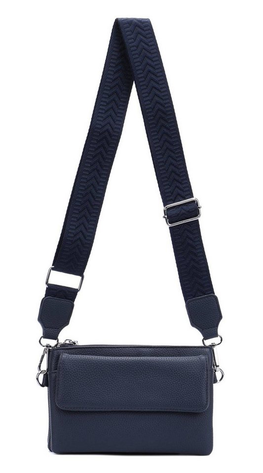 ITALYSHOP24 Geldbörse Damen Umhängetasche CrossBody Brieftasche Geldbörse Handytasche Reise (Tasche mit einem breitem Muster Stoffgurt/Umhängeband), Bodybag Cross Bag Schmucktasche Brieftasche Clutch Abendtasche von ITALYSHOP24