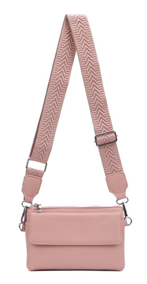 ITALYSHOP24 Geldbörse Damen Umhängetasche CrossBody Brieftasche Geldbörse Handytasche Reise (Tasche mit einem breitem Muster Stoffgurt/Umhängeband), Bodybag Cross Bag Schmucktasche Brieftasche Clutch Abendtasche von ITALYSHOP24