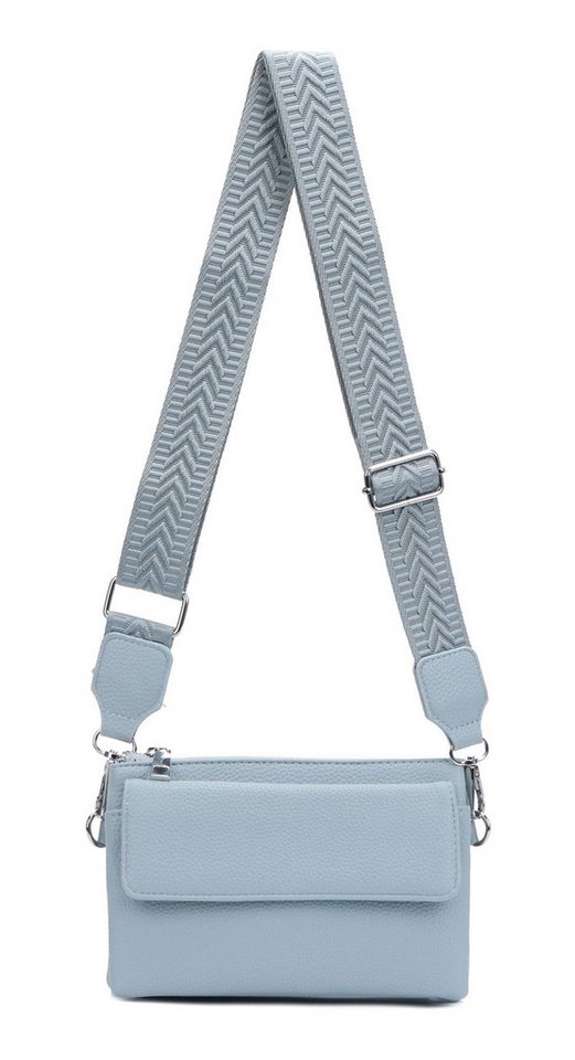 ITALYSHOP24 Geldbörse Damen Umhängetasche CrossBody Brieftasche Geldbörse Handytasche Reise (Tasche mit einem breitem Muster Stoffgurt/Umhängeband), Bodybag Cross Bag Schmucktasche Brieftasche Clutch Abendtasche von ITALYSHOP24