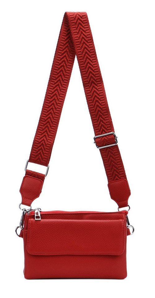 ITALYSHOP24 Geldbörse Damen Umhängetasche CrossBody Brieftasche Geldbörse Handytasche Reise (Tasche mit einem breitem Muster Stoffgurt/Umhängeband), Bodybag Cross Bag Schmucktasche Brieftasche Clutch Abendtasche von ITALYSHOP24