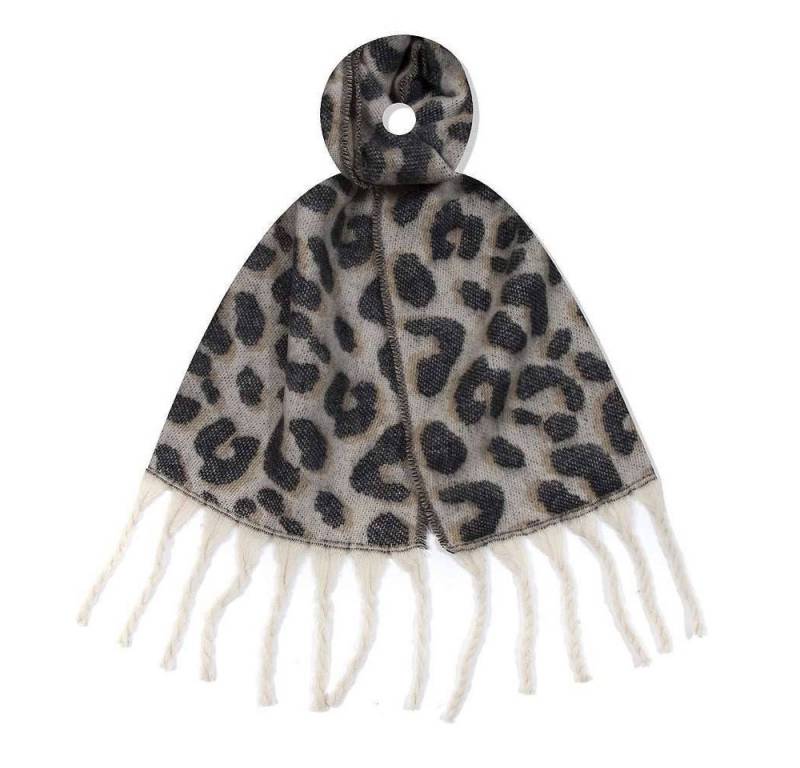ITALYSHOP24 Modeschal Damen XL LEO Schal Halstuch Winterschal Deckenschal Leopard Stola Tuch, warmer Scarf mit Leopardenmuster Fransen Poncho Animal Print Karo von ITALYSHOP24