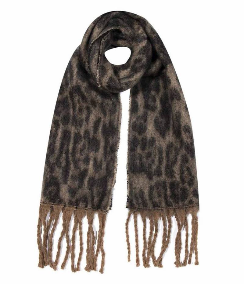 ITALYSHOP24 Modeschal Damen XL LEO Schal Halstuch Winterschal Deckenschal Leopard Stola Tuch, (finden Sie Leo Taschen bei uns), warmer Scarf mit Leopardenmuster Fransen Poncho Animal Print Karo von ITALYSHOP24