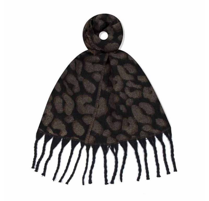 ITALYSHOP24 Modeschal Damen XL LEO Schal Halstuch Winterschal Deckenschal Leopard Stola Tuch, warmer Scarf mit Leopardenmuster Fransen Poncho Animal Print Karo von ITALYSHOP24