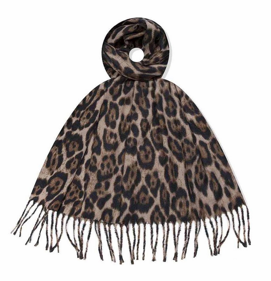 ITALYSHOP24 Modeschal XL Damen Leo Schal Halstuch Leopard Tuch Winterschal Deckenschal Stola, weicher und warmer Scarf Poncho Leo Karo Muster Animal Print Herbst von ITALYSHOP24