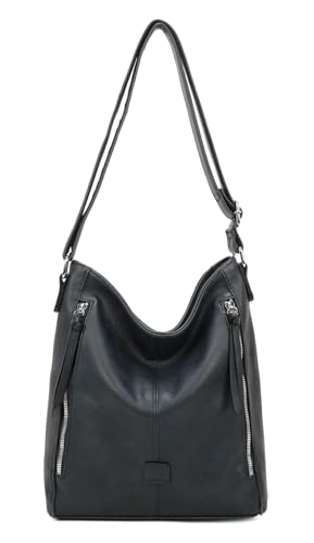 ITALYSHOP24 OBC DAMEN TASCHE Umhängetasche Schultertasche Shopper Crossbody Henkeltasche CrossOver Kunstleder Beuteltasche Handtasche Hobo Bag Reise Dunkelblau von ITALYSHOP24