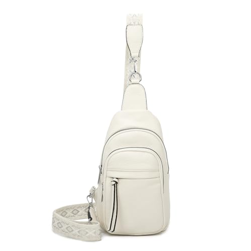 ITALYSHOP24 OBC Damen Bodybag Sling Tasche Rucksack Gürteltasche Crossbag Crossover Schultertasche Crossbody Brusttasche Umhängetasche Beige von ITALYSHOP24