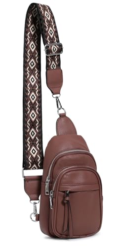 ITALYSHOP24 OBC Damen Bodybag Sling Tasche Rucksack Gürteltasche Crossbag Crossover Schultertasche Crossbody Brusttasche Umhängetasche Braun V1. von ITALYSHOP24