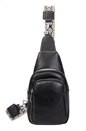 ITALYSHOP24 OBC Damen Bodybag Sling Tasche Rucksack Gürteltasche Crossbag Crossover Schultertasche Crossbody Brusttasche Umhängetasche Schwarz V1.1 von ITALYSHOP24