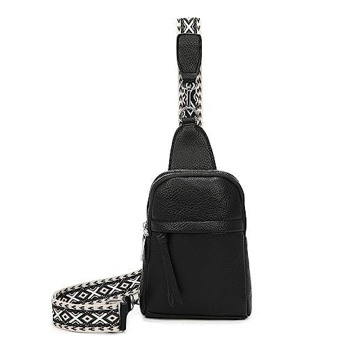 ITALYSHOP24 OBC Damen Bodybag Sling Tasche Rucksack Gürteltasche Crossbag Crossover Schultertasche Crossbody Brusttasche Umhängetasche Schwarz V2 von ITALYSHOP24