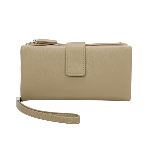 Damen GELDBÖRSE Brieftasche Wallet Geldtasche Portemonnaie Kreditkartenetu Portafoglio Kartenetui Geldbeutel Taupe 19x10x4 von ITALYSHOP24