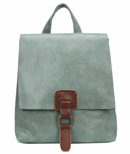 OBC Damen Rucksack Tasche Crossbody Handtasche Messenger Schultertasche Umhängetasche Shopper Vintage Kuriertasche Überschlagtasche Leder Optik Mint 32x33x10 cm von ITALYSHOP24