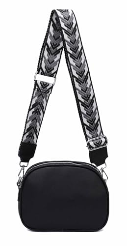 ITALYSHOP24 OBC Damen Tasche Crossbody Umhängetasche Bodybag Schultertasche Metallic Handytasche Crossover Damentasche Schmucktasche Handtasche Reise Kunst-Leder Schwarz von ITALYSHOP24