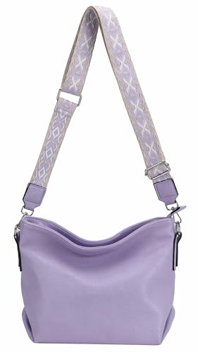 ITALYSHOP24 OBC Damen Tasche Shopper Hobo-Bags Crossbody Schultertasche Umhängetasche Handtasche Gürteltasche Crossover Kunst-Leder Flieder von ITALYSHOP24