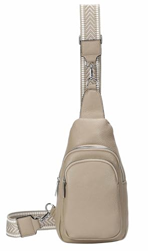 ITALYSHOP24 OBC Unisex Crossbody Bodybag Sling Tasche Rucksack Crossover Schultertasche Brusttasche Umhängetasche Bag damen herren Taupe von ITALYSHOP24