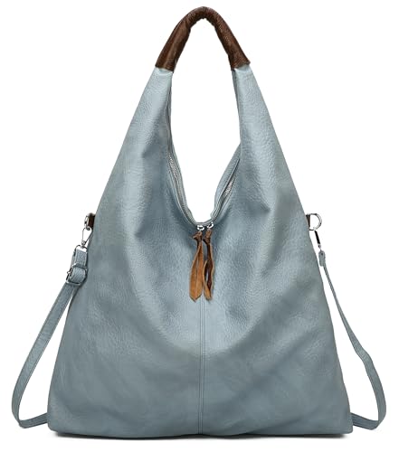 OBC XXL Damen Tasche Shopper Schultertasche Hobo Bag Reisetasche Handtasche Umhängetasche Freizeittasche Beuteltasche Weekender Leder Optik Blau von ITALYSHOP24