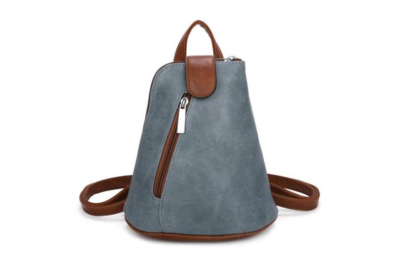 ITALYSHOP24 Rucksack Damen Schultertasche Cross Over BodyBag Umhängetasche BackPack Daypack, Leder Optik mini Cityrucksack Handytasche Geldbörse Reise Shopping Bag von ITALYSHOP24