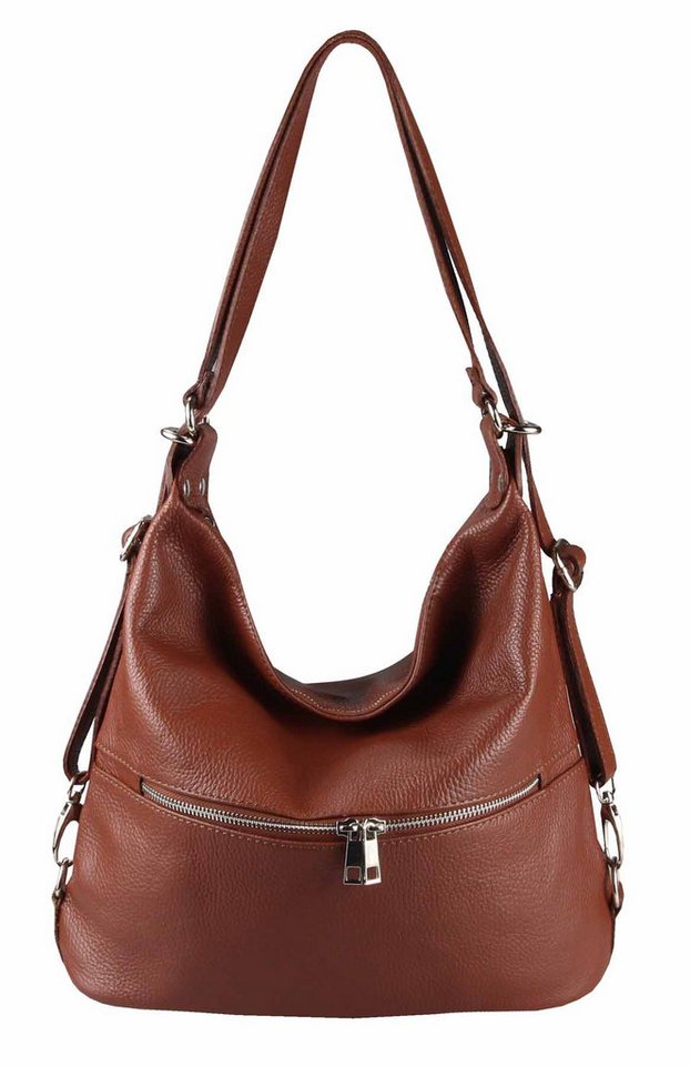 ITALYSHOP24 Rucksack Made in Italy Damen Leder Daypack Backpack Tasche Schultertasche Reise, 5* PREMIUM Shopper Lederrucksack Umhängetasche Brust Tagesrucksack Bag von ITALYSHOP24