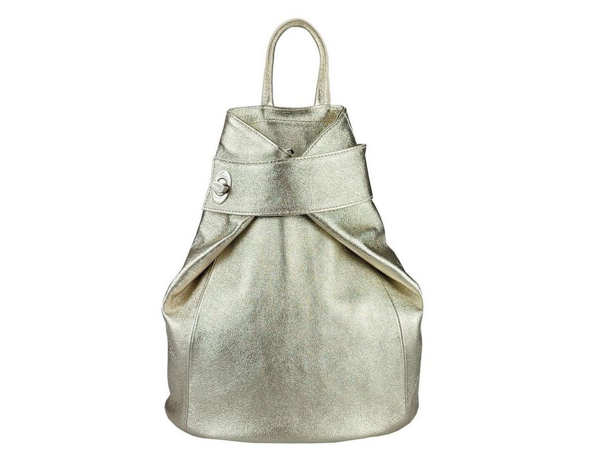 ITALYSHOP24 Rucksack Made in Italy Damen Leder Rucksack Schultertasche, als Umhängetasche & Handtasche tragbar, XL Shopper von ITALYSHOP24