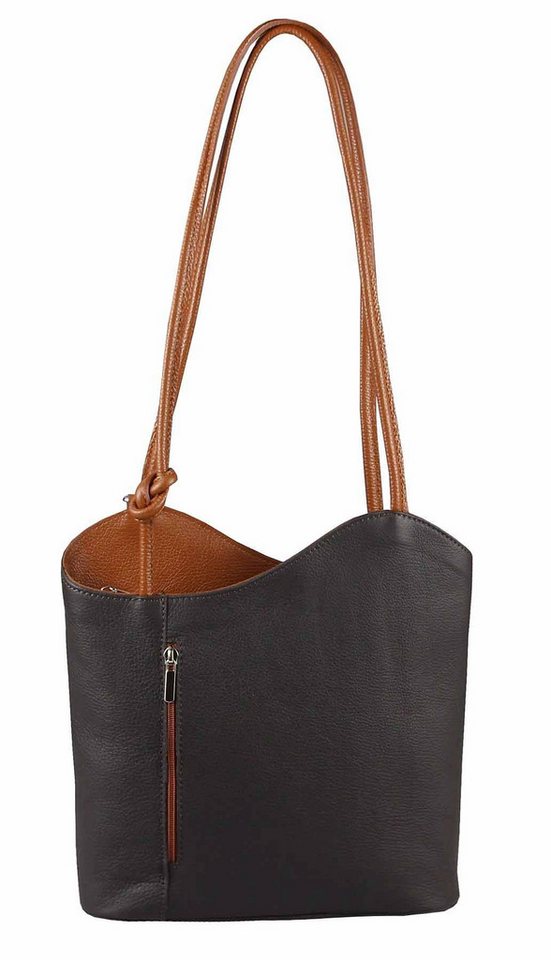 ITALYSHOP24 Rucksack Made in Italy Damen Leder Tasche BackPack Schultertasche Daypack Reise, Handtasche Ledertasche Backpack Umhängetasche Urlaub CityRucksack von ITALYSHOP24