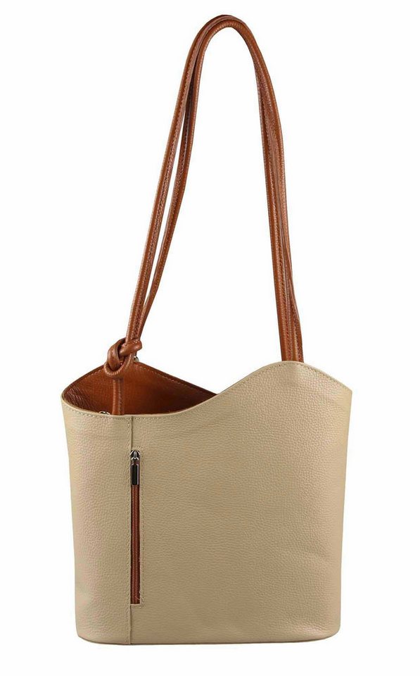 ITALYSHOP24 Rucksack Made in Italy Damen Leder Tasche RUCKSACK Schultertasche Shopper Reise, Handtasche Ledertasche Backpack Umhängetasche Urlaub CityRucksack von ITALYSHOP24