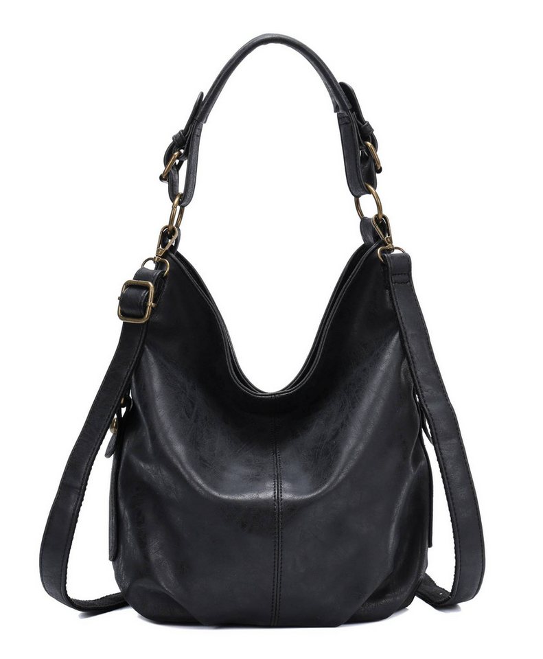 ITALYSHOP24 Schultertasche DAMEN SHOPPER Hobo Bag Umhängetasche Handtasche City Bag Cross-Over (Spar-Set: Henkel Tasche mit Schultergurt, Workbag Leder Optik, 2-tlg., mit Henkel und Schultergurt), Damentasche Freizeit Abend Leder Optik Henkeltasche Reise Crossbody von ITALYSHOP24