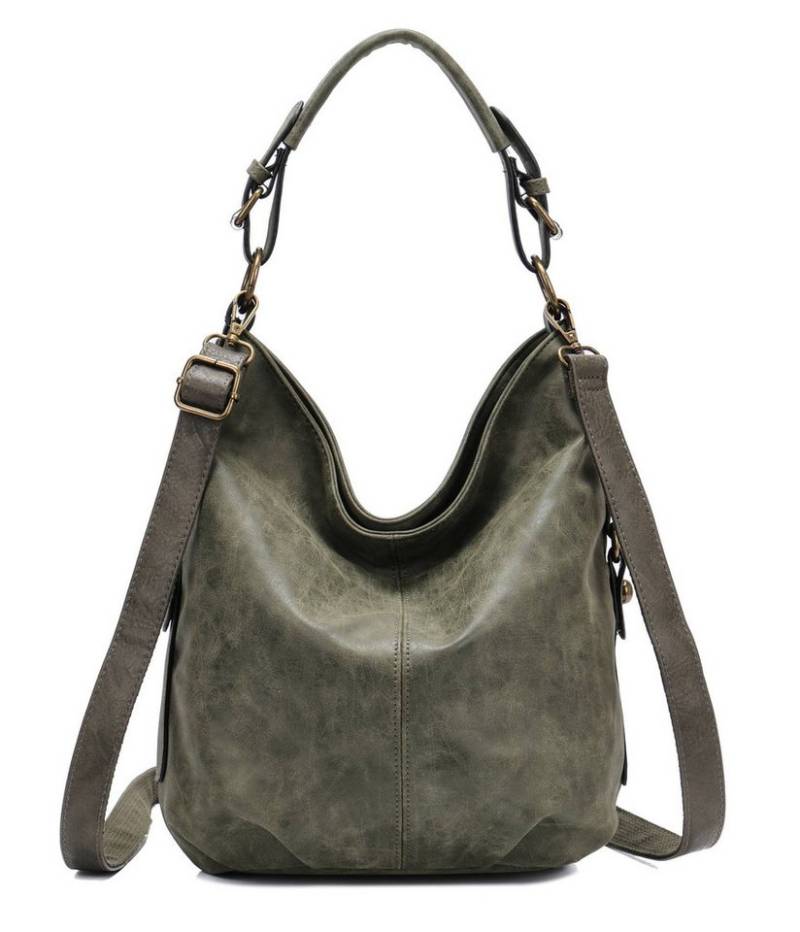 ITALYSHOP24 Schultertasche DAMEN SHOPPER Hobo Bag Umhängetasche Handtasche City Bag Cross-Over (Spar-Set: Henkel Tasche mit Schultergurt, Workbag Leder Optik, 2-tlg., mit Henkel und Schultergurt), Damentasche Freizeit Abend Leder Optik Henkeltasche Reise Crossbody von ITALYSHOP24