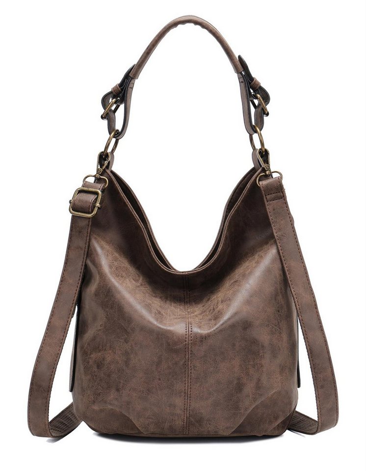 ITALYSHOP24 Schultertasche DAMEN SHOPPER Hobo Bag Umhängetasche Handtasche City Bag Cross-Over (Spar-Set: Henkel Tasche mit Schultergurt, Workbag Leder Optik, 2-tlg., mit Henkel und Schultergurt), Damentasche Freizeit Abend Leder Optik Henkeltasche Reise Crossbody von ITALYSHOP24