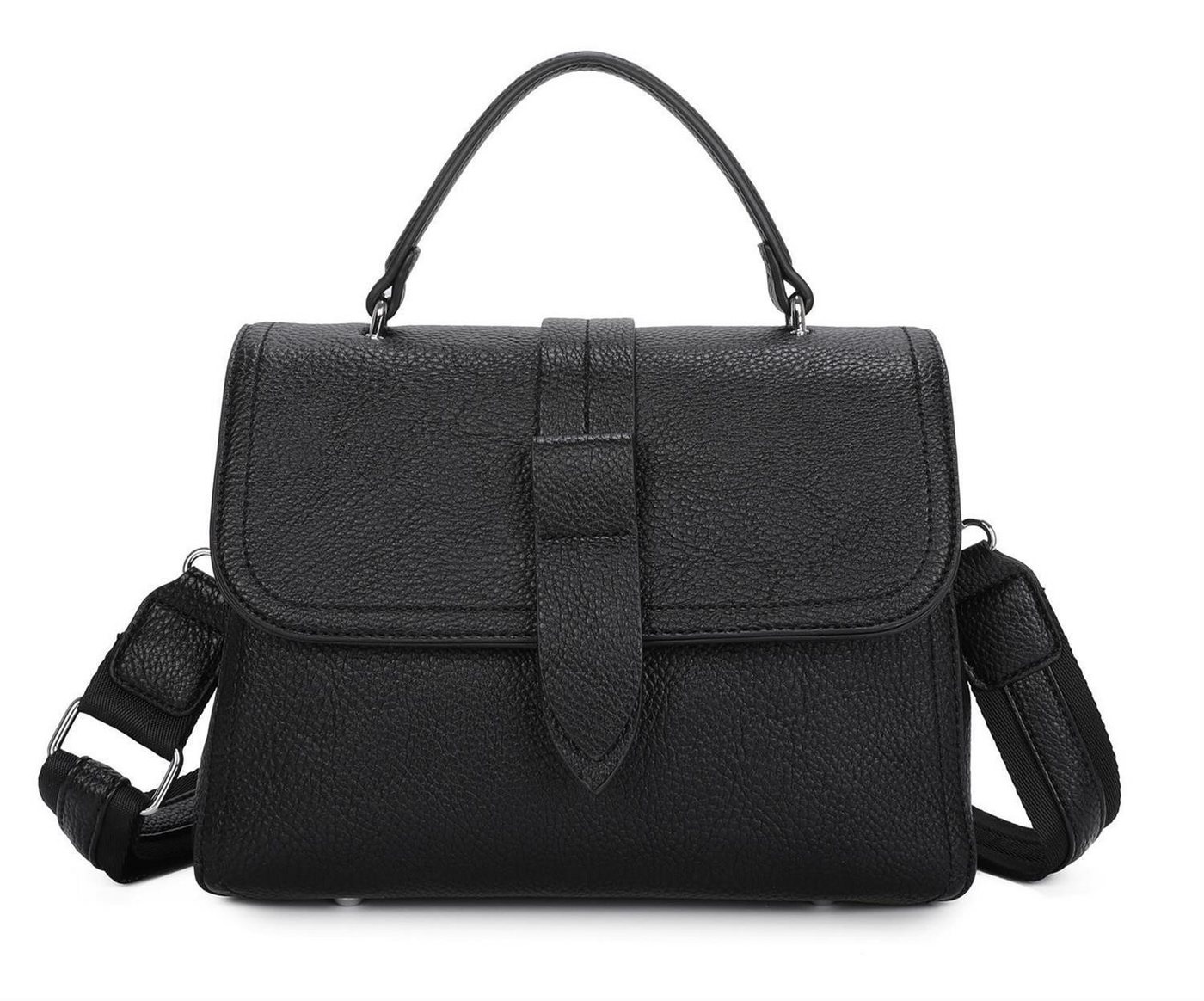 ITALYSHOP24 Schultertasche DAMEN TASCHE MINI Shopper Bodybag Umhängetasche Clutch Crossover klein (Spar-Set:Tasche mit Gurt, silber Details, 2-tlg., mit Henkel & Schultergurt), Crossbag Messenger Handy Smartphone Freizeit Abend Damentasche Reise von ITALYSHOP24