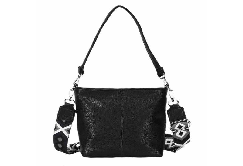 ITALYSHOP24 Schultertasche DAMEN TASCHE SHOPPER Hobo Bag Reise Freizeit Urlaub Leder Optik leicht (Spar-Set: Tasche mit 2 Gürtel, Zusatz Muster Stoffgurt Umhängeband), Handtasche Crossbody Umhängetasche Beuteltasche Crossover BodyBag von ITALYSHOP24