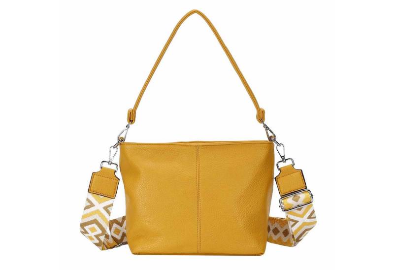 ITALYSHOP24 Schultertasche DAMEN TASCHE SHOPPER Hobo Bag Reise Freizeit Urlaub Leder Optik leicht (Spar-Set: Tasche mit 2 Gürtel, Zusatz Muster Stoffgurt Umhängeband), Handtasche Crossbody Umhängetasche Beuteltasche Crossover BodyBag von ITALYSHOP24