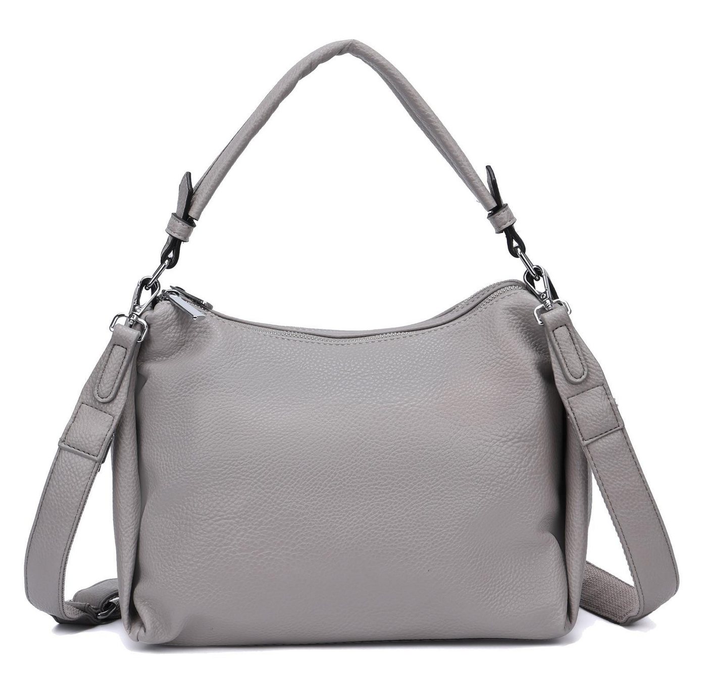 ITALYSHOP24 Schultertasche DAMEN TASCHE SHOPPER Umhängetasche Crossover Hobo Bag Leder Optik (Spar-Set: Tasche mit 2 Gürtel. Zusatz Stoffgurt/Umhängeband), Henkeltasche Reisetasche Crossbag für Büro Freizeit Urlaub BodyBag von ITALYSHOP24