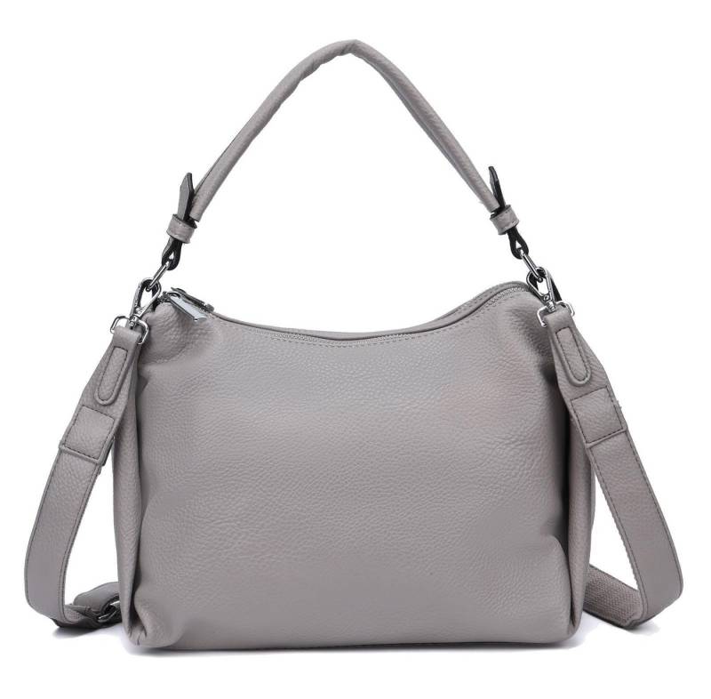 ITALYSHOP24 Schultertasche DAMEN TASCHE SHOPPER Umhängetasche Crossover Hobo Bag Leder Optik (Spar-Set: Tasche mit 2 Gürtel. Zusatz Stoffgurt/Umhängeband), Henkeltasche Reisetasche Crossbag für Büro Freizeit Urlaub BodyBag von ITALYSHOP24