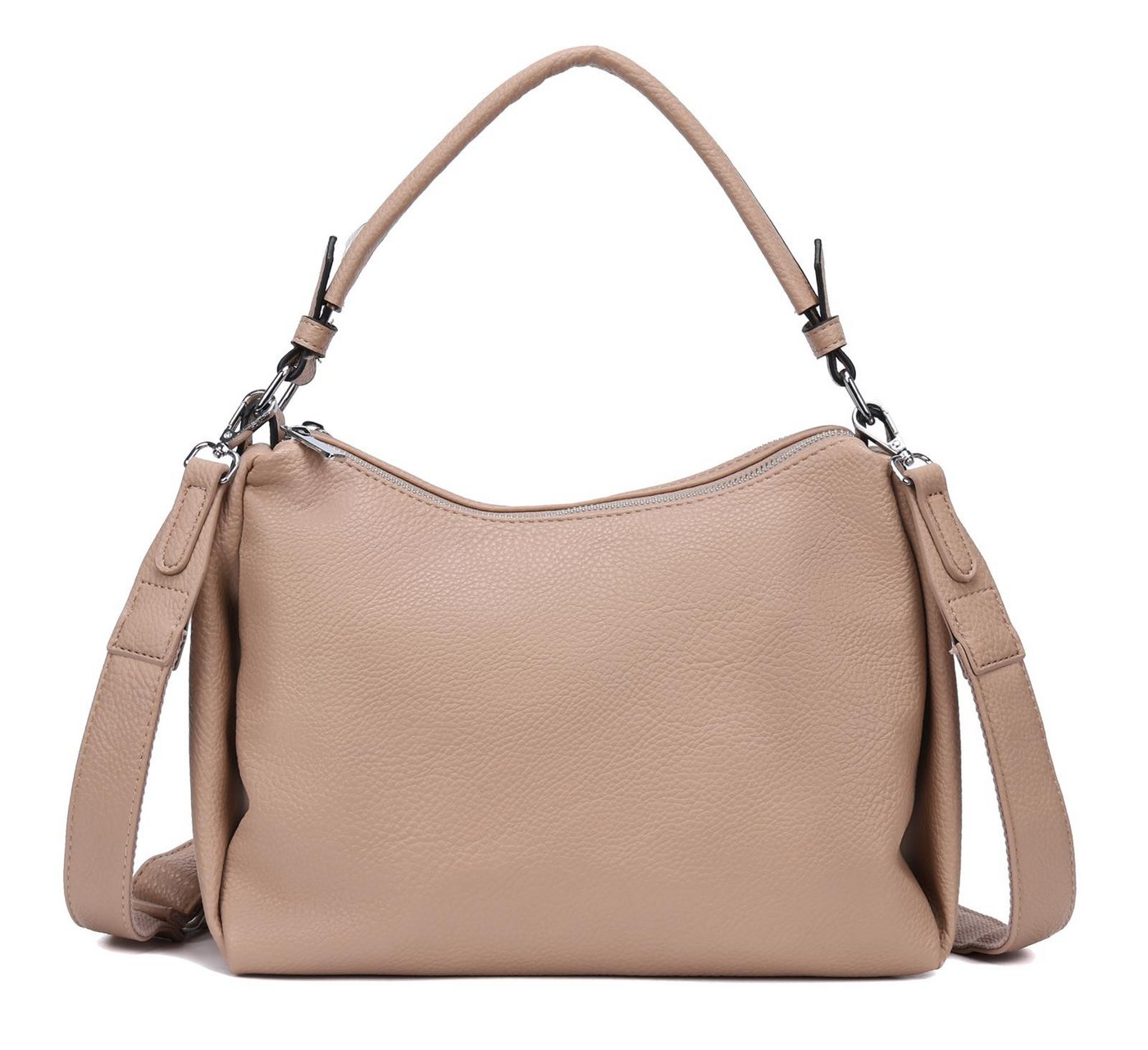 ITALYSHOP24 Schultertasche DAMEN TASCHE SHOPPER Umhängetasche Crossover Hobo Bag Leder Optik (Spar-Set: Tasche mit 2 Gürtel. Zusatz Stoffgurt/Umhängeband), Henkeltasche Reisetasche Crossbag für Büro Freizeit Urlaub BodyBag von ITALYSHOP24