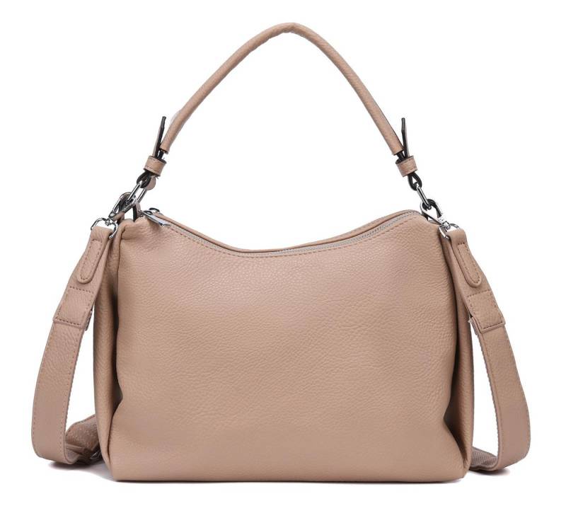 ITALYSHOP24 Schultertasche DAMEN TASCHE SHOPPER Umhängetasche Crossover Hobo Bag Leder Optik (Spar-Set: Tasche mit 2 Gürtel. Zusatz Stoffgurt/Umhängeband), Henkeltasche Reisetasche Crossbag für Büro Freizeit Urlaub BodyBag von ITALYSHOP24