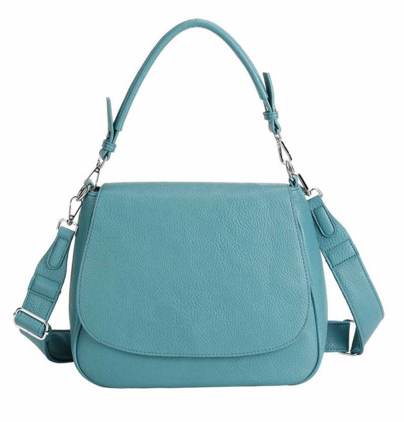 ITALYSHOP24 Schultertasche DAMEN TASCHE SHOPPER Umhängetasche Crossover Überschlagtasche BodyBag (Spar-Set: Tasche mit 2 Gürtel. Zusatz Muster Stoffgurt/Umhängeband, mit Schultergurt), Hobo Bag Reisetasche Crossbag für Schule Freizeit Urlaub LEDER OPTIK von ITALYSHOP24