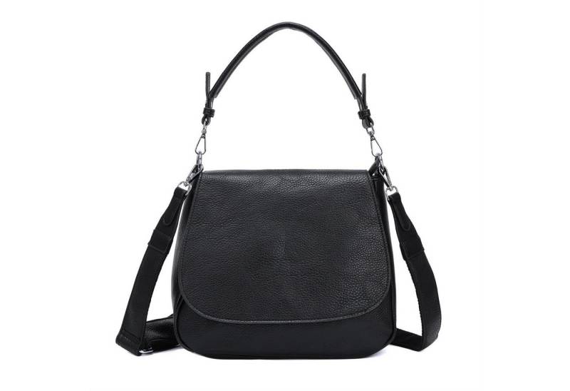 ITALYSHOP24 Schultertasche DAMEN TASCHE SHOPPER Umhängetasche Crossover Überschlagtasche BodyBag (Spar-Set: Tasche mit 2 Gürtel. Zusatz Muster Stoffgurt/Umhängeband, mit Schultergurt), Hobo Bag Reisetasche Crossbag für Schule Freizeit Urlaub LEDER OPTIK von ITALYSHOP24