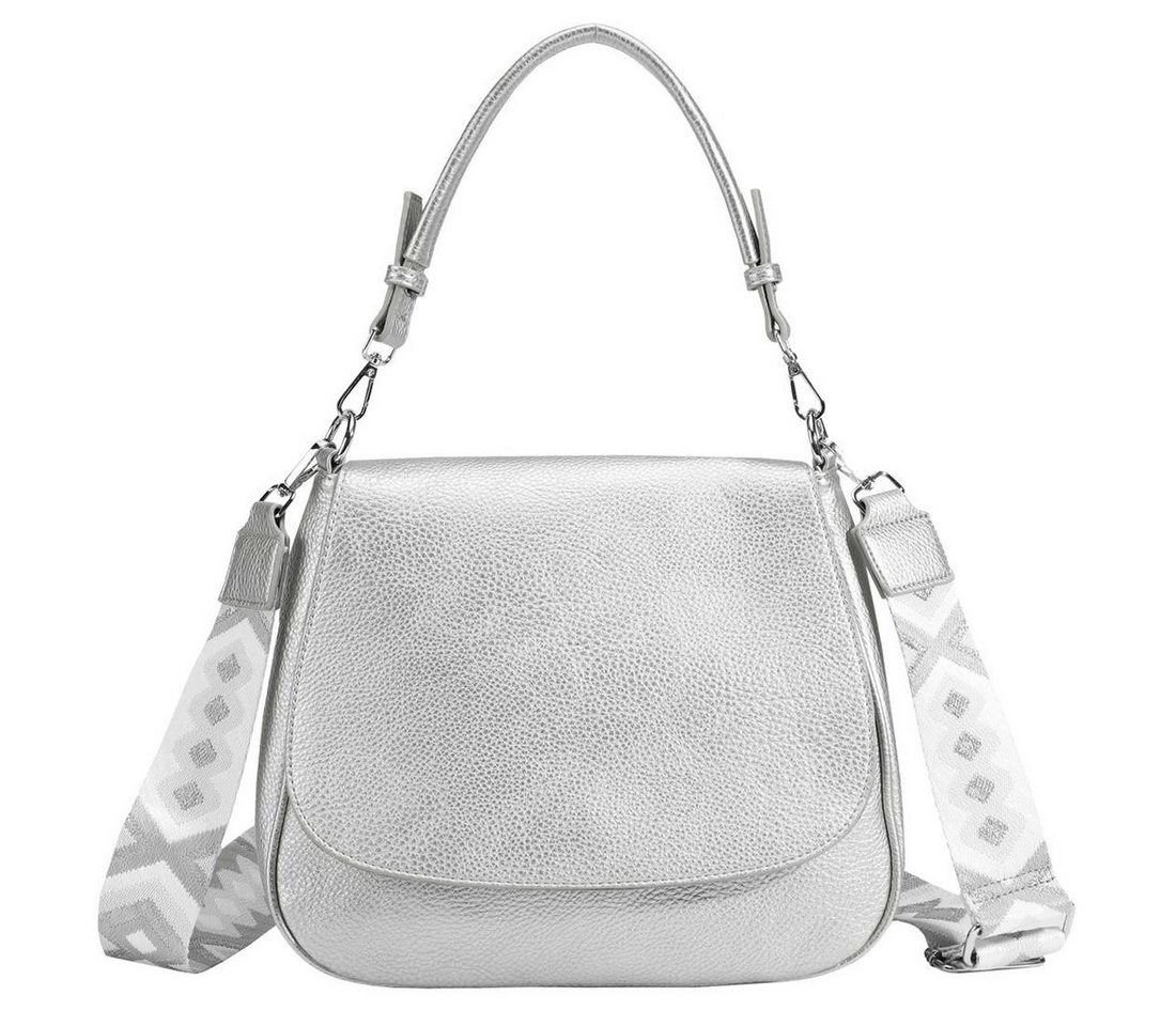 ITALYSHOP24 Schultertasche DAMEN TASCHE SHOPPER Umhängetasche Crossover Überschlagtasche BodyBag (Spar-Set: Tasche mit 2 Gürtel. Zusatz Muster Stoffgurt/Umhängeband), Hobo Bag Reisetasche Crossbag für Schule Freizeit Urlaub LEDER OPTIK von ITALYSHOP24