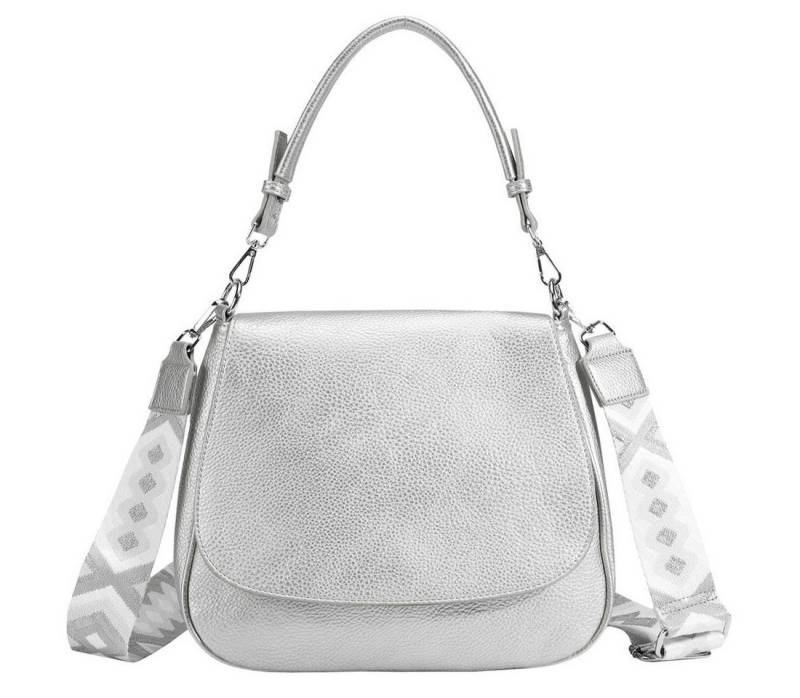 ITALYSHOP24 Schultertasche DAMEN TASCHE SHOPPER Umhängetasche Crossover Überschlagtasche BodyBag (Spar-Set: Tasche mit 2 Gürtel. Zusatz Muster Stoffgurt/Umhängeband), Hobo Bag Reisetasche Crossbag für Schule Freizeit Urlaub LEDER OPTIK von ITALYSHOP24