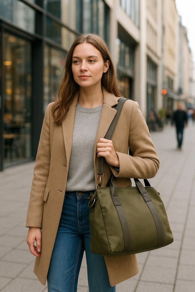 ITALYSHOP24 Schultertasche DAMEN TASCHE Shopper Business Umhängetasche Freizeittasche Urlaub, CrossOver Tote Bag Aktentasche Henkeltasche Leder Optik City Bag Reise von ITALYSHOP24