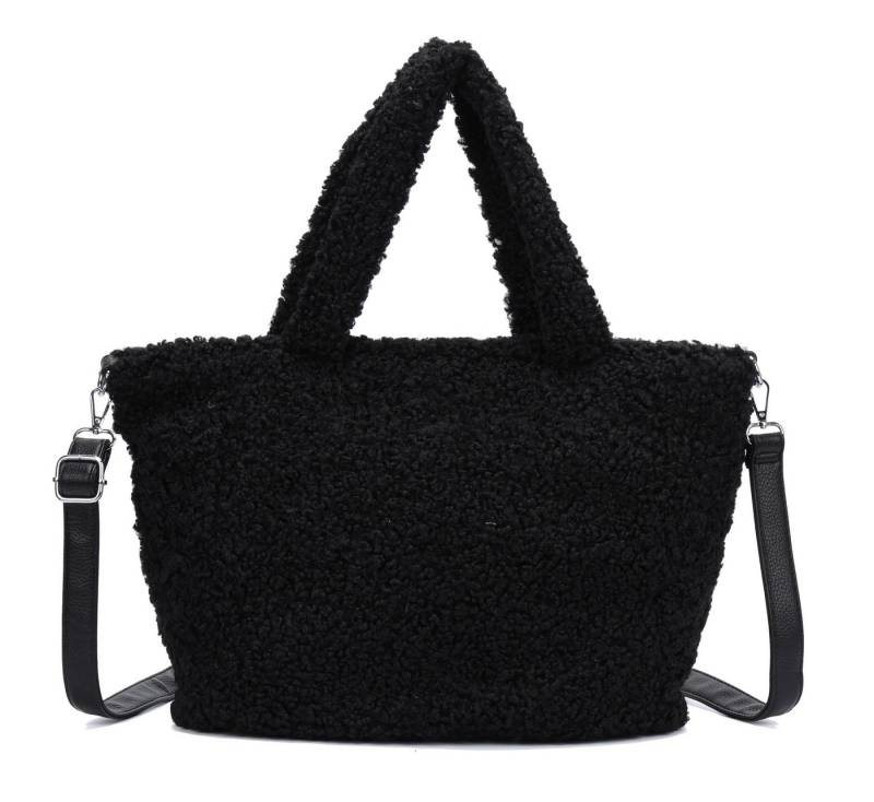 ITALYSHOP24 Schultertasche DAMEN TEDDY Plüsch Shopper TASCHE Tote Henkel Bag Schultertasche Hobo, Felltasche Umhängetasche Wintertasche Beuteltasche Weekender Kunstpelz von ITALYSHOP24