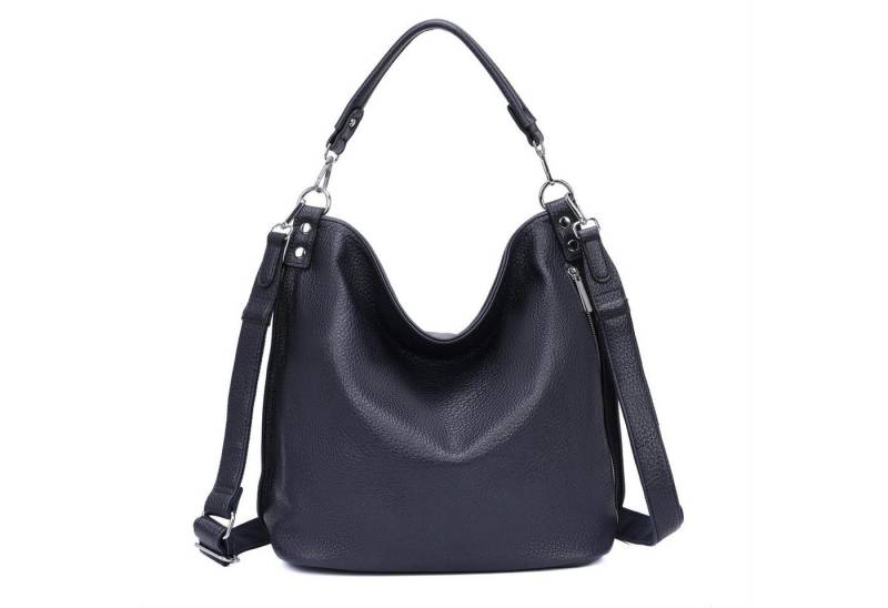 ITALYSHOP24 Schultertasche DAMEN XXL SHOPPER HOBO Cross Over Body Bag Umhängetasche Weekender (Spar-Set: Henkel Tasche mit Muster Schultergurt, Workbag Leder Optik, 2-tlg., mit Henkel und Muster Schultergurt), große 3xFach geteiltes Hauptfach, Freizeit Abend Urlaub, Leder Optik von ITALYSHOP24