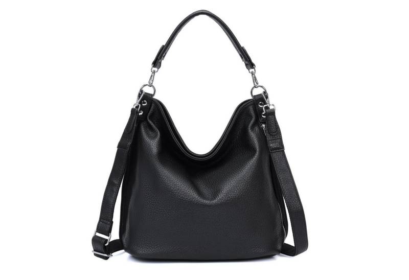 ITALYSHOP24 Schultertasche DAMEN XXL SHOPPER HOBO Cross Over Body Bag Umhängetasche Weekender (Spar-Set: Henkel Tasche mit Muster Schultergurt, Workbag Leder Optik, 2-tlg., mit Henkel und Muster Schultergurt), große 3xFach geteiltes Hauptfach, Freizeit Abend Urlaub, Leder Optik von ITALYSHOP24