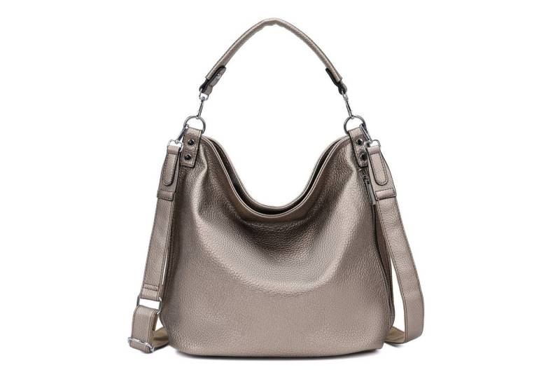 ITALYSHOP24 Schultertasche DAMEN XXL SHOPPER HOBO Cross Over Body Bag Umhängetasche Weekender (Spar-Set: Henkel Tasche mit Muster Schultergurt, Workbag Leder Optik, 2-tlg), große 3xFach geteiltes Hauptfach, Freizeit Abend Urlaub, Leder Optik von ITALYSHOP24