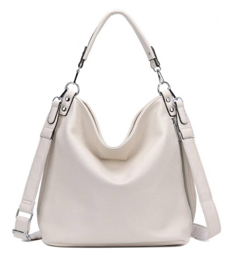 ITALYSHOP24 Schultertasche DAMEN XXL SHOPPER HOBO Cross Over Body Bag Umhängetasche Weekender (Spar-Set: Henkel Tasche mit Muster Schultergurt, Workbag Leder Optik, 2-tlg., mit Henkel und Muster Schultergurt), große 3xFach geteiltes Hauptfach, Freizeit Abend Urlaub, Leder Optik von ITALYSHOP24