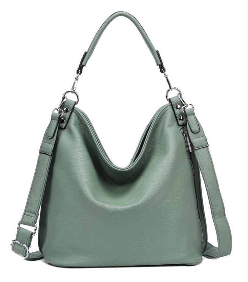 ITALYSHOP24 Schultertasche DAMEN XXL SHOPPER HOBO Cross Over Body Bag Umhängetasche Weekender (Spar-Set: Henkel Tasche mit Muster Schultergurt, Workbag Leder Optik, 2-tlg., mit Henkel und Muster Schultergurt), große 3xFach geteiltes Hauptfach, Freizeit Abend Urlaub, Leder Optik von ITALYSHOP24